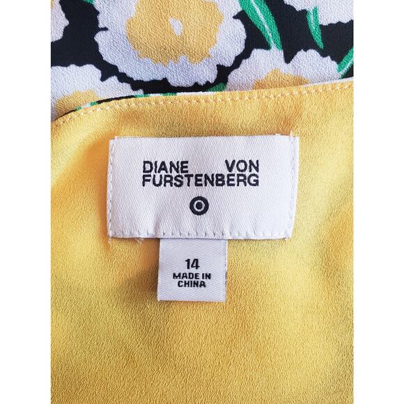 Diane Von Furstenberg x Target 90's Shift Yellow Poppy Mini Dress Size 14 - Picture 7 of 8